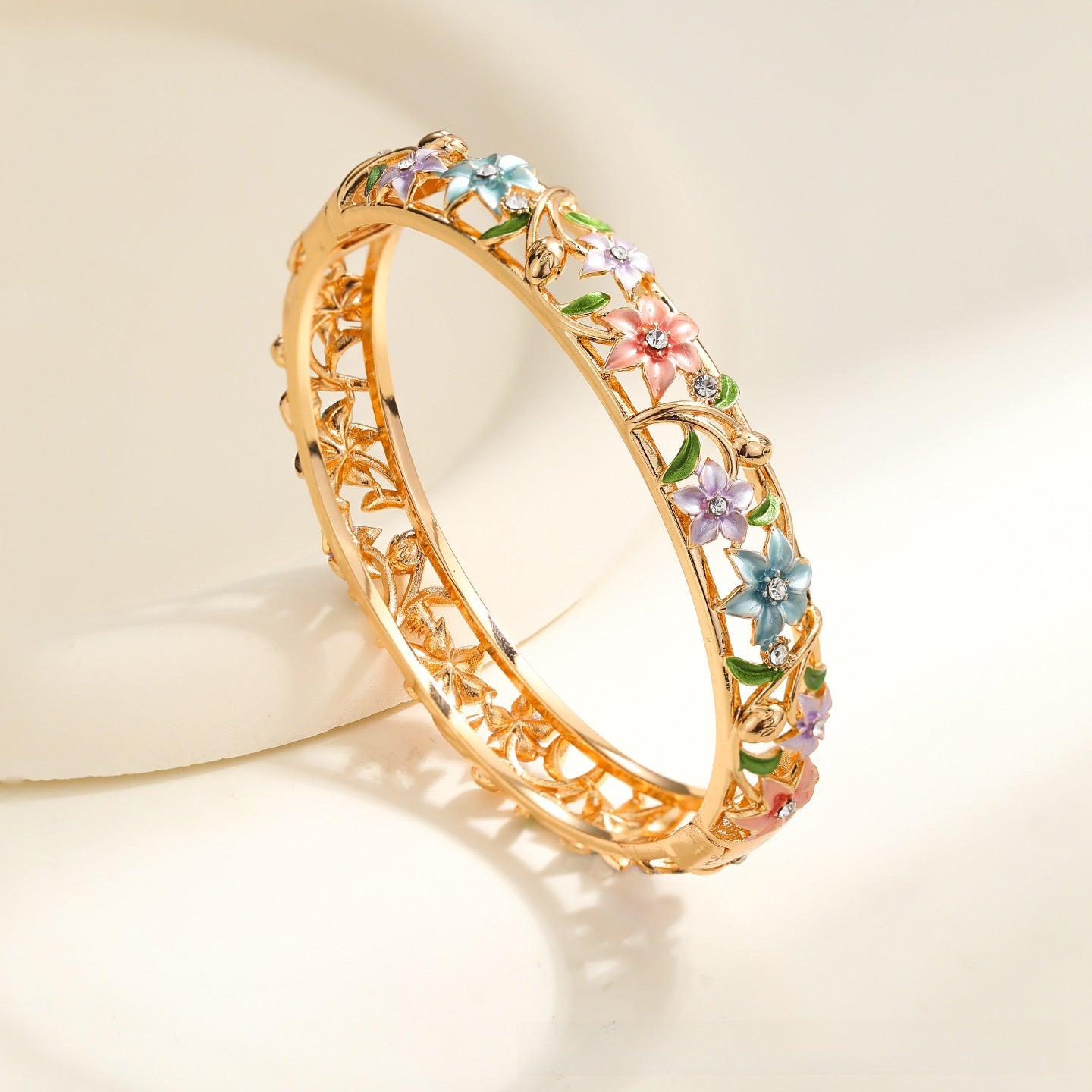 Ethnic Style Enamel Inlaid Diamond Bracelet