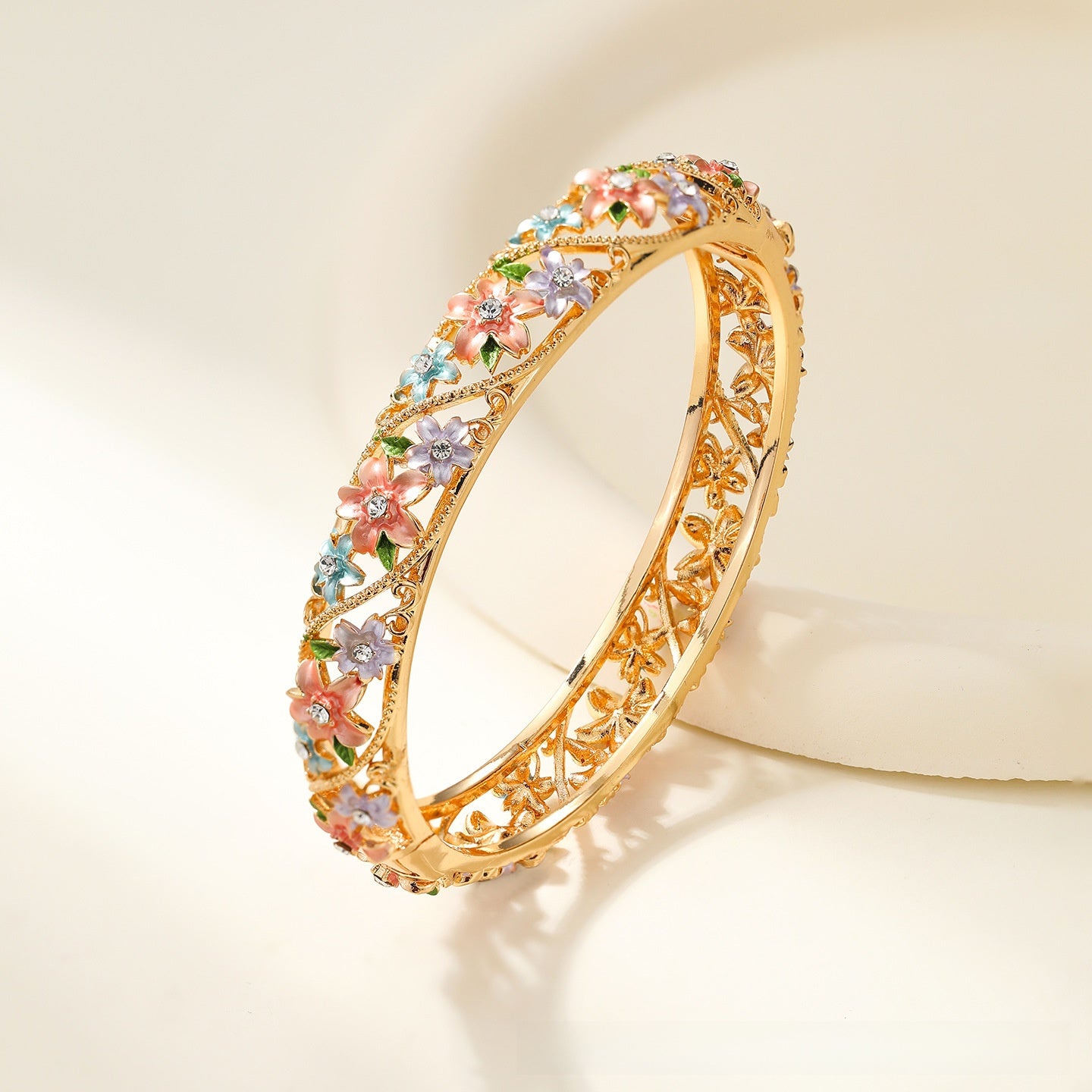 Ethnic Style Enamel Inlaid Diamond Bracelet