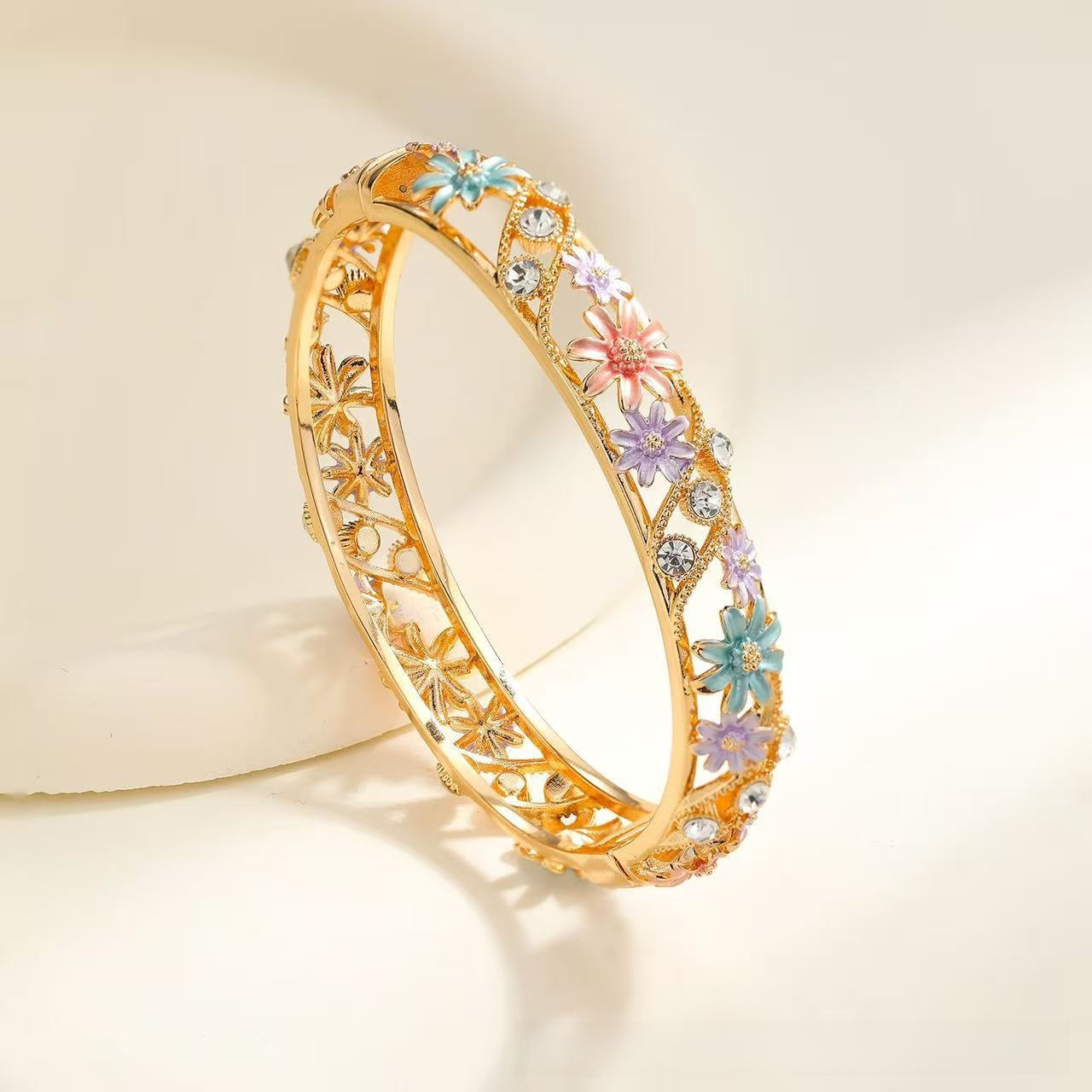 Ethnic Style Enamel Inlaid Diamond Bracelet