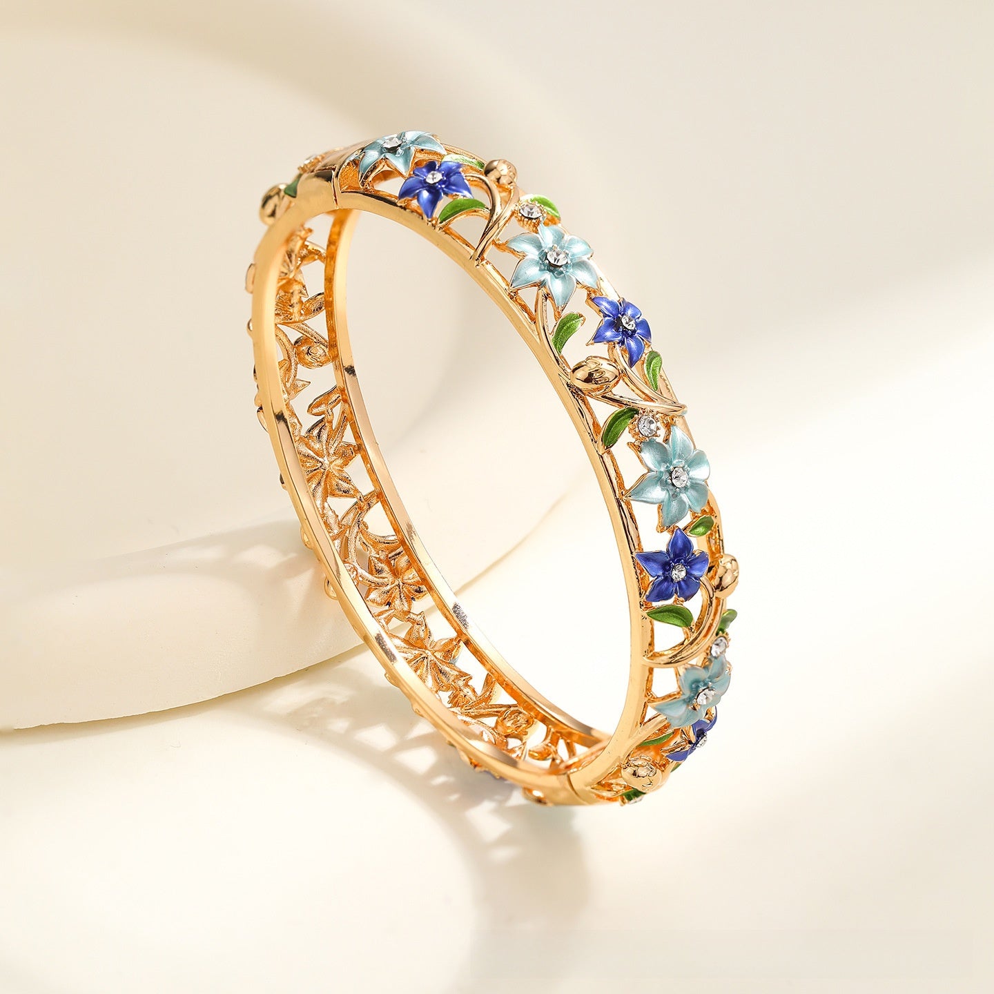 Ethnic Style Enamel Inlaid Diamond Bracelet