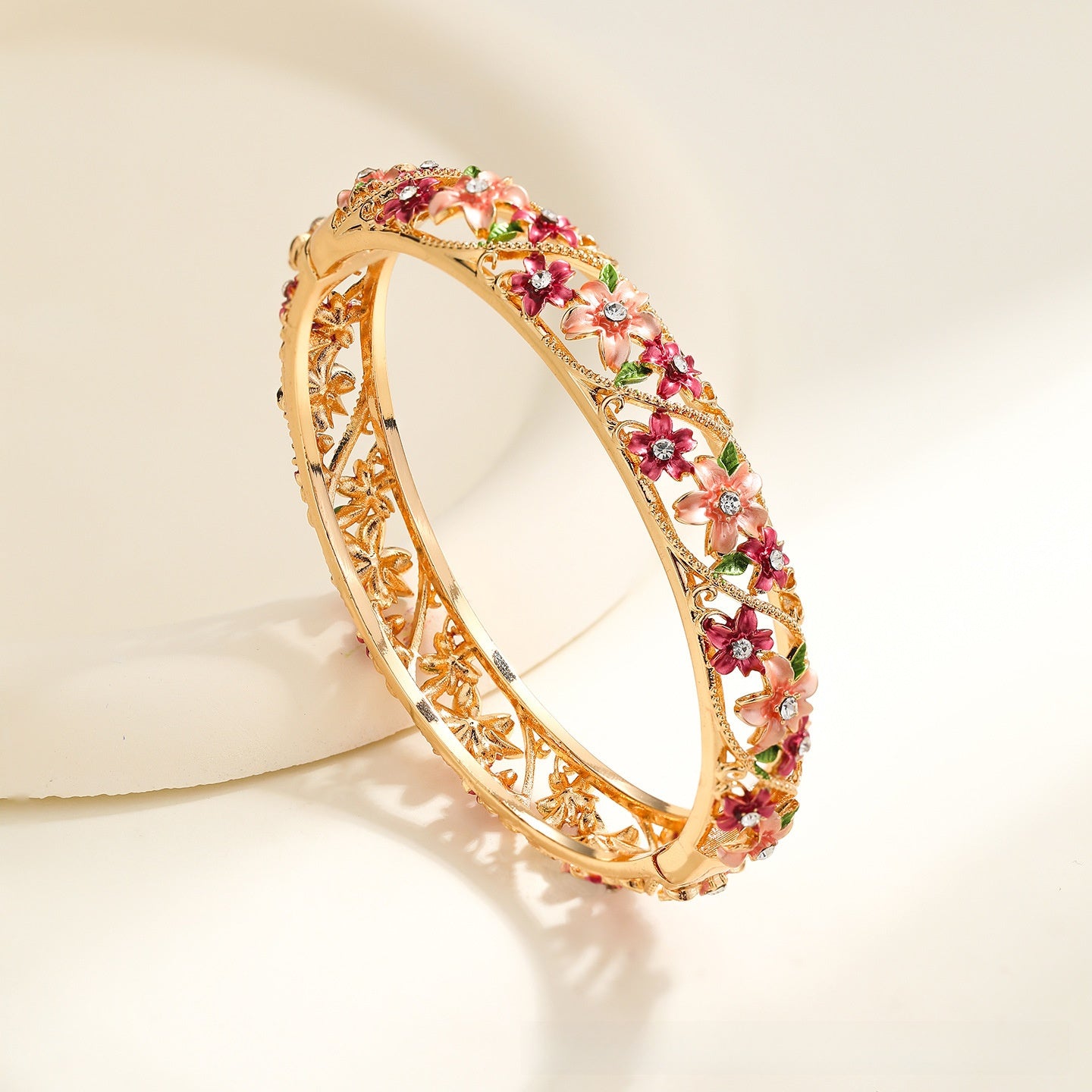 Ethnic Style Enamel Inlaid Diamond Bracelet