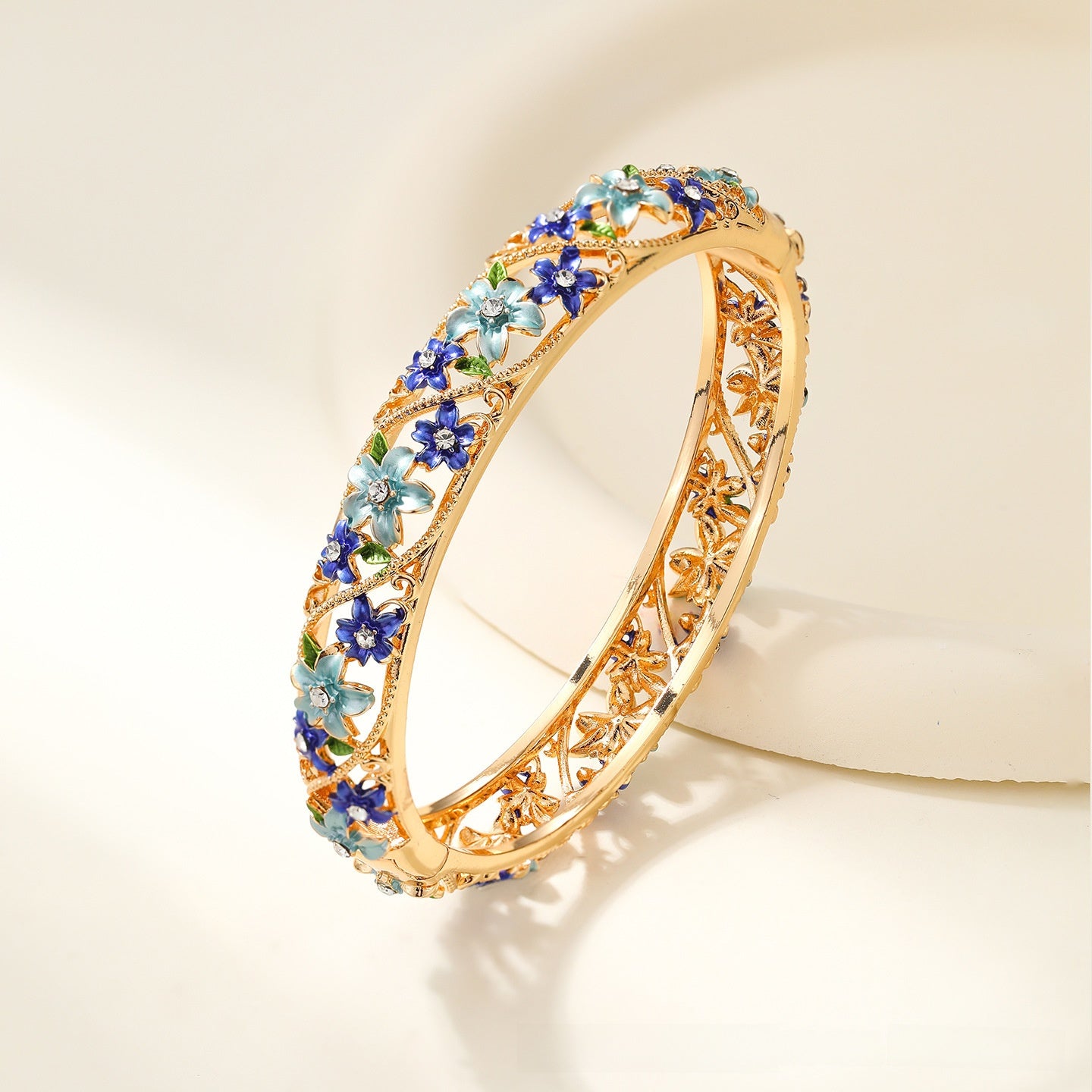 Ethnic Style Enamel Inlaid Diamond Bracelet