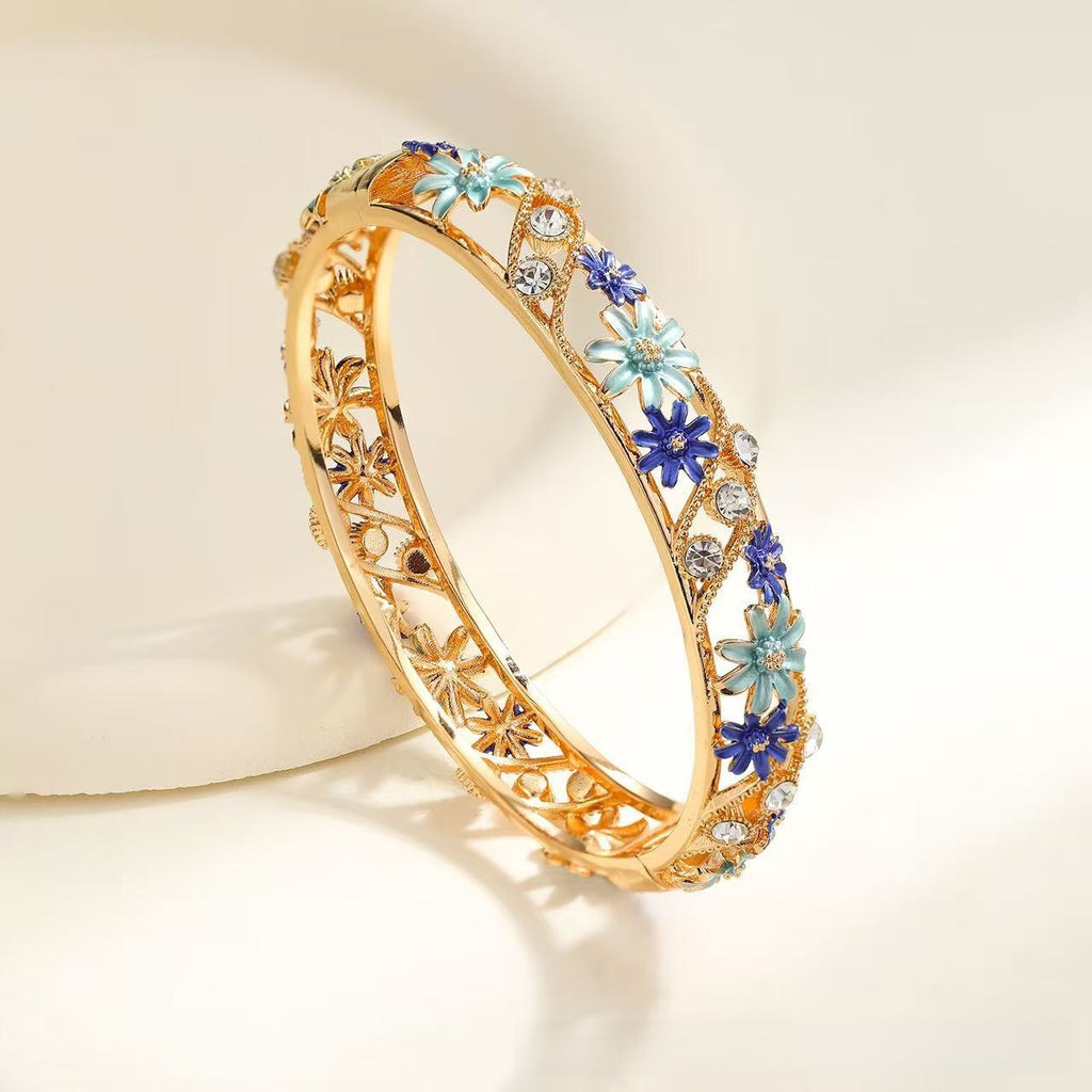 Ethnic Style Enamel Inlaid Diamond Bracelet