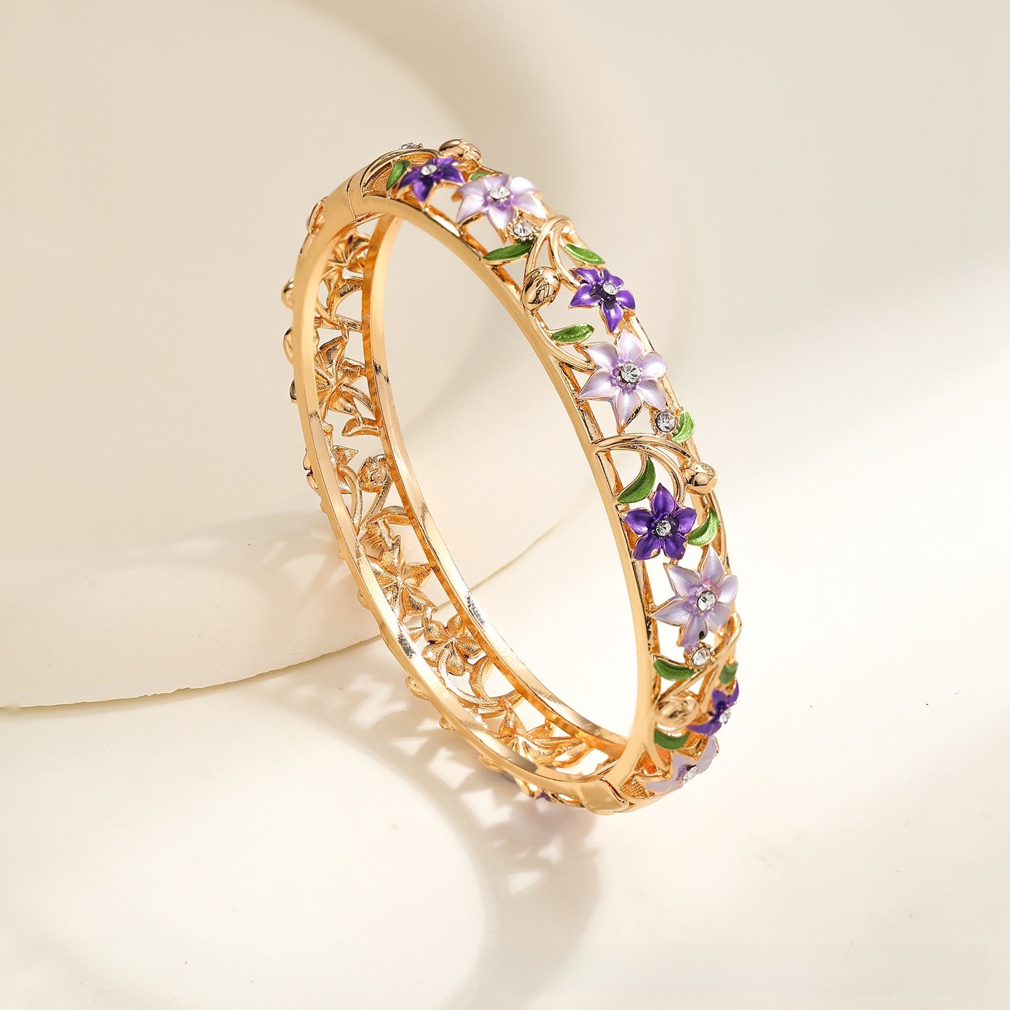 Ethnic Style Enamel Inlaid Diamond Bracelet