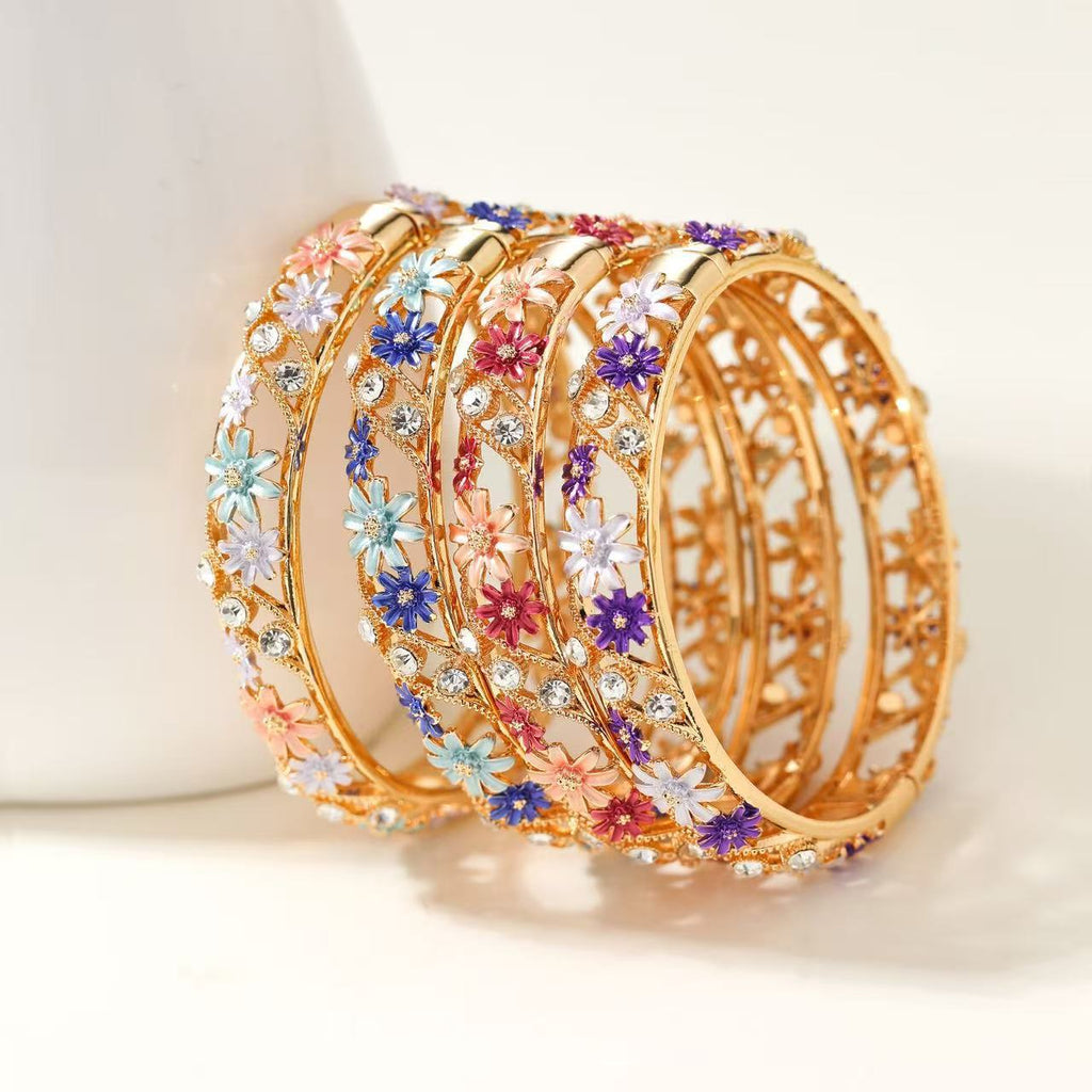 Ethnic Style Enamel Inlaid Diamond Bracelet