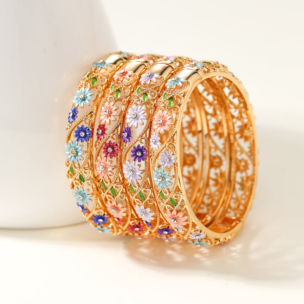 Ethnic Style Enamel Inlaid Diamond Bracelet