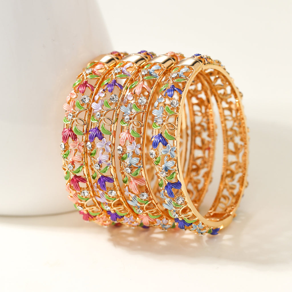 Ethnic Style Enamel Inlaid Diamond Bracelet