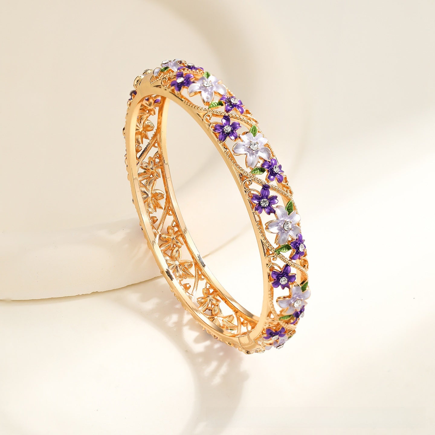 Ethnic Style Enamel Inlaid Diamond Bracelet