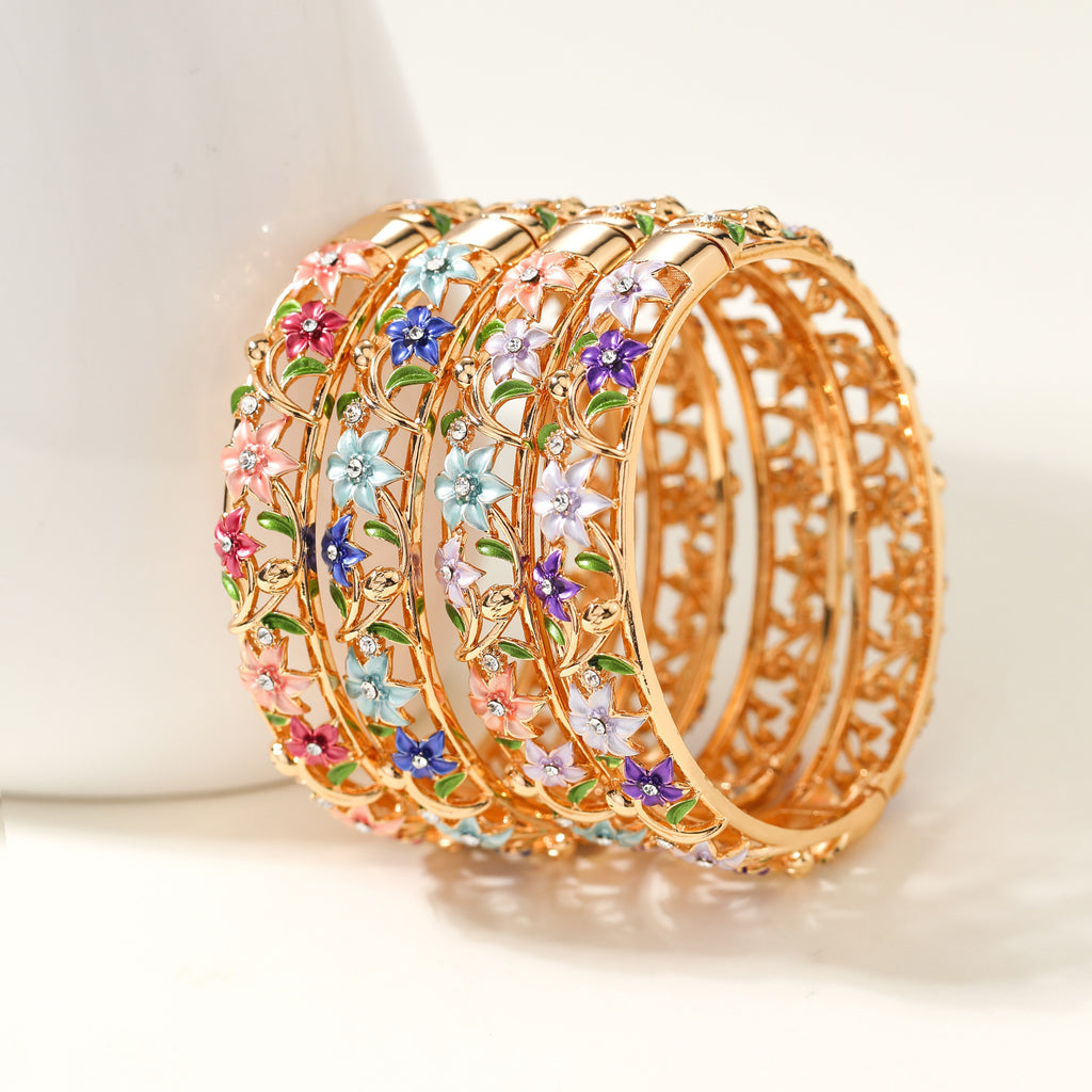 Ethnic Style Enamel Inlaid Diamond Bracelet