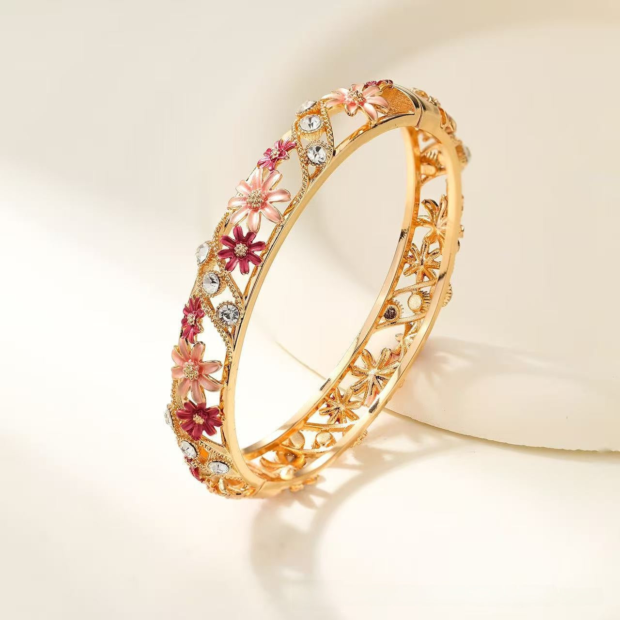 Ethnic Style Enamel Inlaid Diamond Bracelet