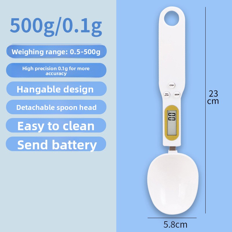 Rechargeable Food Measuring Spoon with Digital Scale