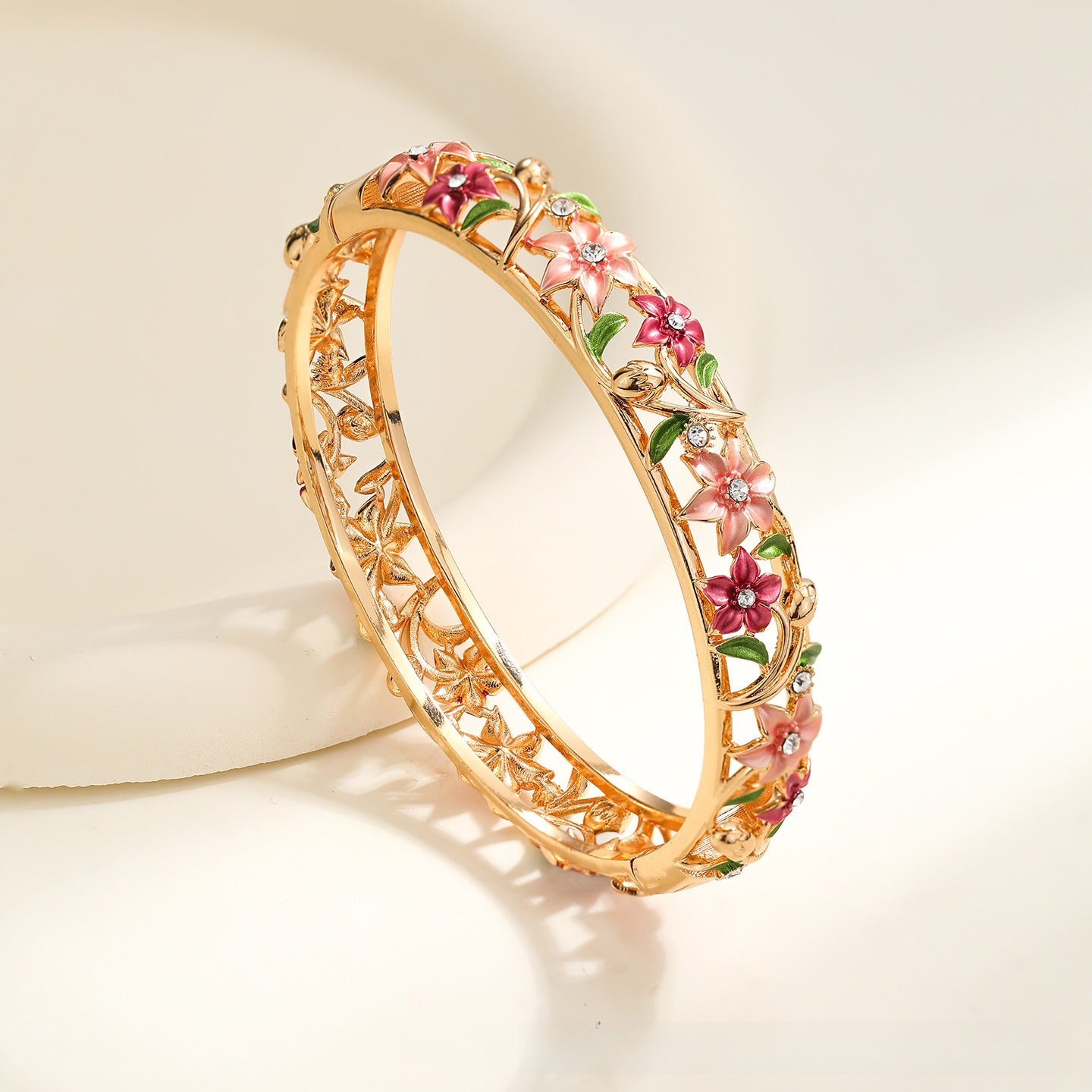 Ethnic Style Enamel Inlaid Diamond Bracelet